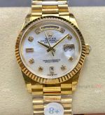 Rolex 8+ Factory DayDate Gain Weight Version MOP Dial Yellow Gold 36mm Replica
